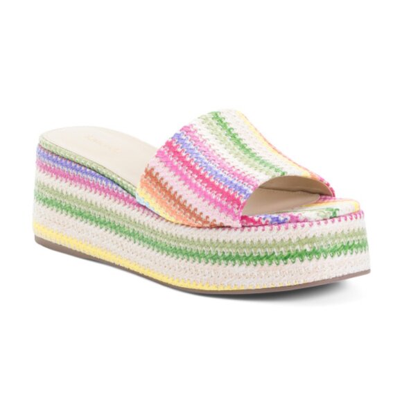 LARROUDE Rainbow Handmade In Brazil Alex Flatform Mules - Picture 1 of 3